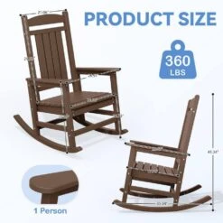 HDPE Plastic Slat Adirondack Outdoor Rocking Chair For Porch Rocker, Brown -More Furniture Store jearey outdoor rocking chairs jktryy3 bn 44 1000