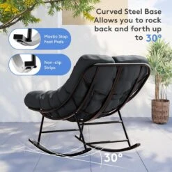Metal Outdoor Rocking Chair With Grey Padded Cushion And Ottoman Foot Rest For Balcony -More Furniture Store jearey outdoor rocking chairs nhw grey 1f 1000