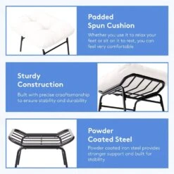 Metal Outdoor Rocking Chair With White Padded Cushion And Ottoman Foot Rest For Balcony -More Furniture Store jearey outdoor rocking chairs nhw white 44 1000