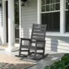 Gray HDPE Plastic Outdoor Patio Rocking Chair With Footrest