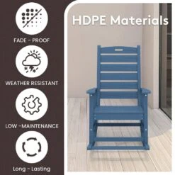 Navy HDPE Plastic Outdoor Patio Rocking Chair With Footrest -More Furniture Store jearey outdoor rocking chairs tjyy5 navy 44 1000