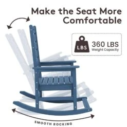 Navy HDPE Plastic Outdoor Patio Rocking Chair With Footrest -More Furniture Store jearey outdoor rocking chairs tjyy5 navy 76 1000