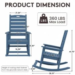 Navy HDPE Plastic Outdoor Patio Rocking Chair With Footrest -More Furniture Store jearey outdoor rocking chairs tjyy5 navy c3 1000