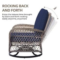 4-Piece Navy Patio Wicker Bistro Furniture Set With 2 Cushioned Swivel Outdoor Rocking Chair With Cushion And 2 Ottomans -More Furniture Store jearey outdoor rocking chairs xes 4 navy 1f 1000