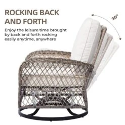 4-Piece White Patio Wicker Bistro Furniture Set With Swivel Outdoor Rocking Chair With Cushion And 2 Ottomans -More Furniture Store jearey outdoor rocking chairs xes 4 white 1f 1000