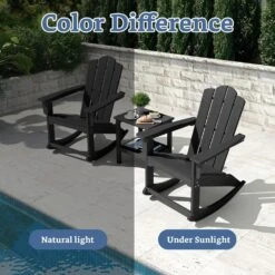 Classic HDPE Plastic Outdoor Rocking Chair In Black -More Furniture Store jearey outdoor rocking chairs ydyy black 1f 1000
