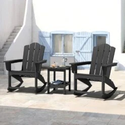 Classic HDPE Plastic Outdoor Rocking Chair In Black -More Furniture Store jearey outdoor rocking chairs ydyy black 31 1000