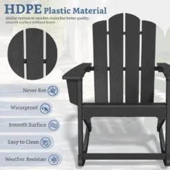 Classic HDPE Plastic Outdoor Rocking Chair In Black -More Furniture Store jearey outdoor rocking chairs ydyy black 44 1000