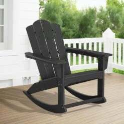 Classic HDPE Plastic Outdoor Rocking Chair In Black