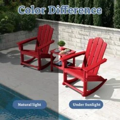 Classic HDPE Plastic Outdoor Rocking Chair In Bright Red -More Furniture Store jearey outdoor rocking chairs ydyy bright red 1f 1000