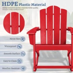 Classic HDPE Plastic Outdoor Rocking Chair In Bright Red -More Furniture Store jearey outdoor rocking chairs ydyy bright red 44 1000