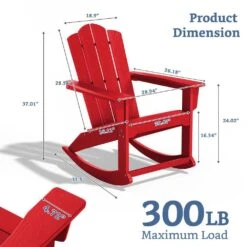 Classic HDPE Plastic Outdoor Rocking Chair In Bright Red -More Furniture Store jearey outdoor rocking chairs ydyy bright red 76 1000