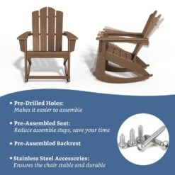 Classic HDPE Plastic Outdoor Rocking Chair In Brown -More Furniture Store jearey outdoor rocking chairs ydyy brown 4f 1000