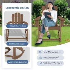 Classic HDPE Plastic Outdoor Rocking Chair In Brown -More Furniture Store jearey outdoor rocking chairs ydyy brown fa 1000