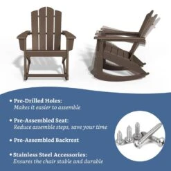 Classic HDPE Plastic Outdoor Rocking Chair In Coffee Brown -More Furniture Store jearey outdoor rocking chairs ydyy coffee 4f 1000