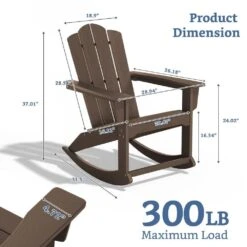 Classic HDPE Plastic Outdoor Rocking Chair In Coffee Brown -More Furniture Store jearey outdoor rocking chairs ydyy coffee 76 1000