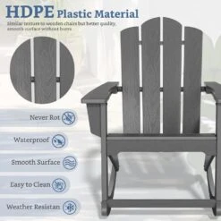 Classic HDPE Plastic Outdoor Rocking Chair In Gray -More Furniture Store jearey outdoor rocking chairs ydyy gray 44 1000