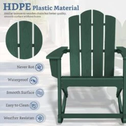 Classic HDPE Plastic Outdoor Rocking Chair In Green -More Furniture Store jearey outdoor rocking chairs ydyy green 44 1000