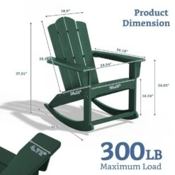 Classic HDPE Plastic Outdoor Rocking Chair In Green -More Furniture Store jearey outdoor rocking chairs ydyy green 76 1000