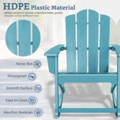 Classic HDPE Plastic Outdoor Rocking Chair In Light Blue -More Furniture Store jearey outdoor rocking chairs ydyy light blue 44 1000