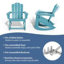 Classic HDPE Plastic Outdoor Rocking Chair In Light Blue -More Furniture Store jearey outdoor rocking chairs ydyy light blue 4f 1000