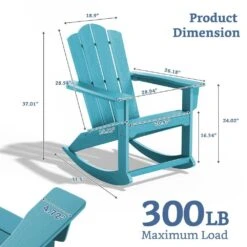 Classic HDPE Plastic Outdoor Rocking Chair In Light Blue -More Furniture Store jearey outdoor rocking chairs ydyy light blue 76 1000