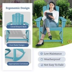 Classic HDPE Plastic Outdoor Rocking Chair In Light Blue -More Furniture Store jearey outdoor rocking chairs ydyy light blue fa 1000