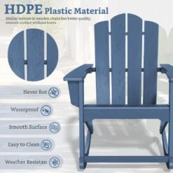 Classic HDPE Plastic Outdoor Rocking Chair In Navy -More Furniture Store jearey outdoor rocking chairs ydyy navy 44 1000
