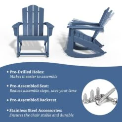 Classic HDPE Plastic Outdoor Rocking Chair In Navy -More Furniture Store jearey outdoor rocking chairs ydyy navy 4f 1000