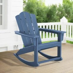 Classic HDPE Plastic Outdoor Rocking Chair In Navy