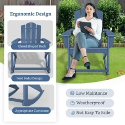 Classic HDPE Plastic Outdoor Rocking Chair In Navy -More Furniture Store jearey outdoor rocking chairs ydyy navy fa 1000