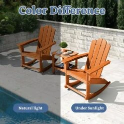 Classic HDPE Plastic Outdoor Rocking Chair In Orange -More Furniture Store jearey outdoor rocking chairs ydyy orange 1f 1000