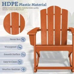 Classic HDPE Plastic Outdoor Rocking Chair In Orange -More Furniture Store jearey outdoor rocking chairs ydyy orange 44 1000