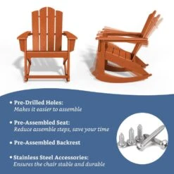 Classic HDPE Plastic Outdoor Rocking Chair In Orange -More Furniture Store jearey outdoor rocking chairs ydyy orange 4f 1000