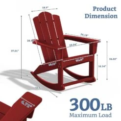 Classic HDPE Plastic Outdoor Rocking Chair In Dark Red -More Furniture Store jearey outdoor rocking chairs ydyy red 76 1000