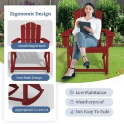 Classic HDPE Plastic Outdoor Rocking Chair In Dark Red -More Furniture Store jearey outdoor rocking chairs ydyy red fa 1000