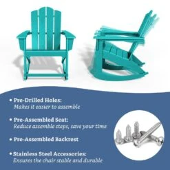 Classic HDPE Plastic Outdoor Rocking Chair In Tiffany Blue -More Furniture Store jearey outdoor rocking chairs ydyy tfn 4f 1000