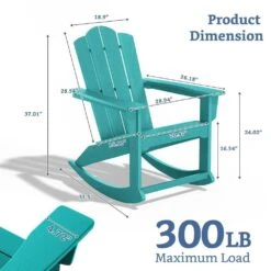 Classic HDPE Plastic Outdoor Rocking Chair In Tiffany Blue -More Furniture Store jearey outdoor rocking chairs ydyy tfn 76 1000