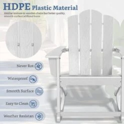 Classic HDPE Plastic Outdoor Rocking Chair In White -More Furniture Store jearey outdoor rocking chairs ydyy white 44 1000
