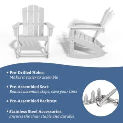 Classic HDPE Plastic Outdoor Rocking Chair In White -More Furniture Store jearey outdoor rocking chairs ydyy white 4f 1000