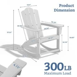 Classic HDPE Plastic Outdoor Rocking Chair In White -More Furniture Store jearey outdoor rocking chairs ydyy white 76 1000