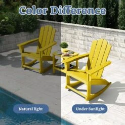 Classic HDPE Plastic Outdoor Rocking Chair In Yellow 11 Classic HDPE Plastic Outdoor Rocking Chair In Yellow -More Furniture Store jearey outdoor rocking chairs ydyy yellow 1f 1000