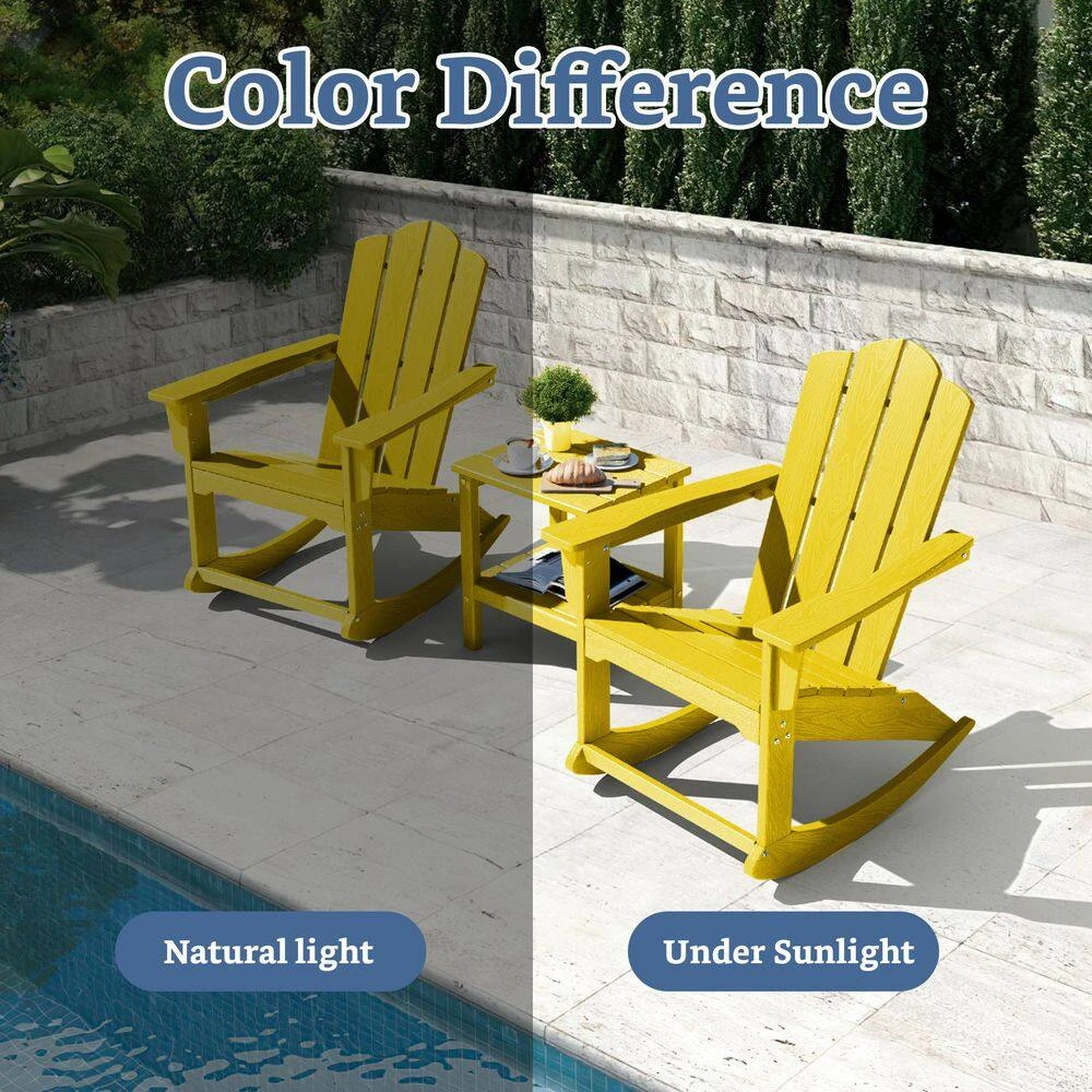 Classic HDPE Plastic Outdoor Rocking Chair In Yellow 4 Classic HDPE Plastic Outdoor Rocking Chair In Yellow - Image 4