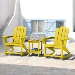 Classic HDPE Plastic Outdoor Rocking Chair In Yellow 15 Classic HDPE Plastic Outdoor Rocking Chair In Yellow -More Furniture Store jearey outdoor rocking chairs ydyy yellow 31 1000