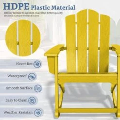 Classic HDPE Plastic Outdoor Rocking Chair In Yellow 12 Classic HDPE Plastic Outdoor Rocking Chair In Yellow -More Furniture Store jearey outdoor rocking chairs ydyy yellow 44 1000