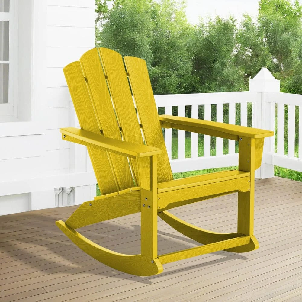Classic HDPE Plastic Outdoor Rocking Chair In Yellow 1 Classic HDPE Plastic Outdoor Rocking Chair In Yellow