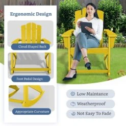 Classic HDPE Plastic Outdoor Rocking Chair In Yellow 13 Classic HDPE Plastic Outdoor Rocking Chair In Yellow -More Furniture Store jearey outdoor rocking chairs ydyy yellow fa 1000