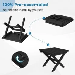 Black HDPE Plastic Portable Patio End Table Folding Outdoor Coffee Table (Set Of 2) 13 Black HDPE Plastic Portable Patio End Table Folding Outdoor Coffee Table (Set Of 2) -More Furniture Store jearey outdoor side tables 2fxzdbj bk 1f 1000
