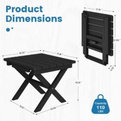 Black HDPE Plastic Portable Patio End Table Folding Outdoor Coffee Table (Set Of 2) 12 Black HDPE Plastic Portable Patio End Table Folding Outdoor Coffee Table (Set Of 2) -More Furniture Store jearey outdoor side tables 2fxzdbj bk 4f 1000