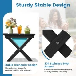 Black HDPE Plastic Portable Patio End Table Folding Outdoor Coffee Table (Set Of 2) 15 Black HDPE Plastic Portable Patio End Table Folding Outdoor Coffee Table (Set Of 2) -More Furniture Store jearey outdoor side tables 2fxzdbj bk fa 1000